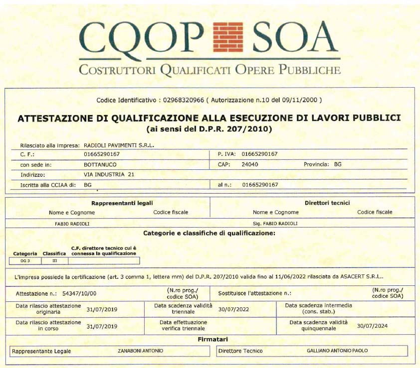 pavimenti in pietra di qualità certificata attestato CQOP SOA 