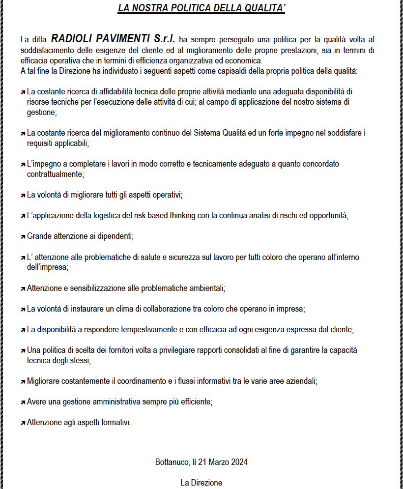 politica della qualità